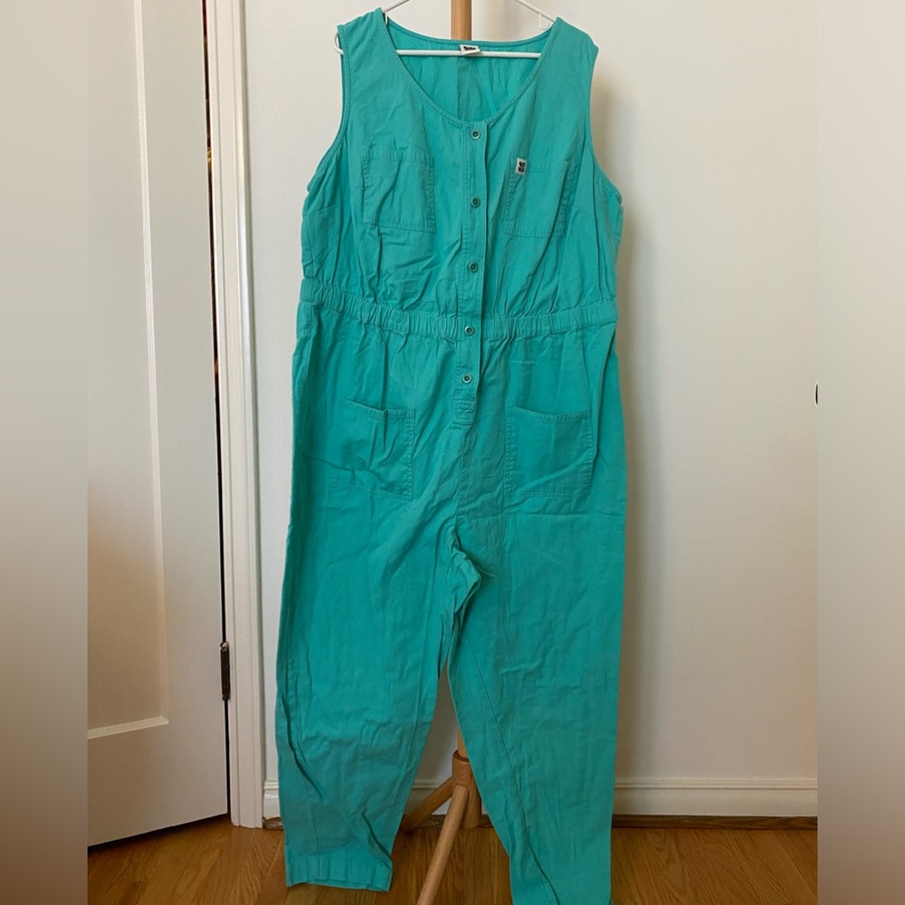 Lucy & Yak sleeveless aqua jumpsuit